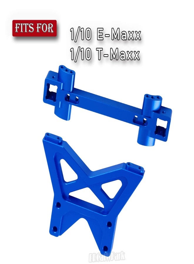 BRCatWPark RC Front Rear Shock Tower Shock Mounts Upgrades Part for 1/10 E-MAXX T-Maxx,2PCS Aluminum Shock Tower Shock Hops up,Navy Blue,Replace Part #4917R - Image 2